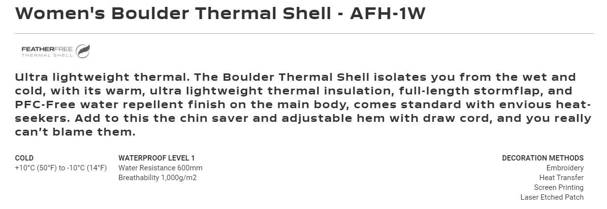 Women's Stormtech AFH-1W - Boulder Thermal Shell - discounted at $80.00