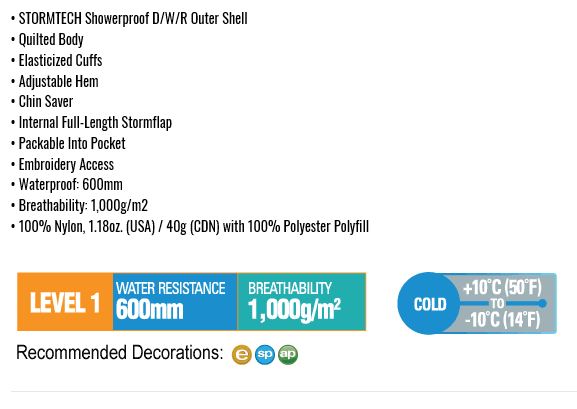 Stormtech jacket - Basecamp Thermal jacket - Stormtech PFJ-4 - discount 20% at $104.00 compare at $135.00